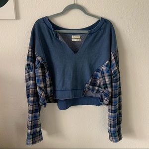 Urban Outfitters cropped sweatshirt flannel
